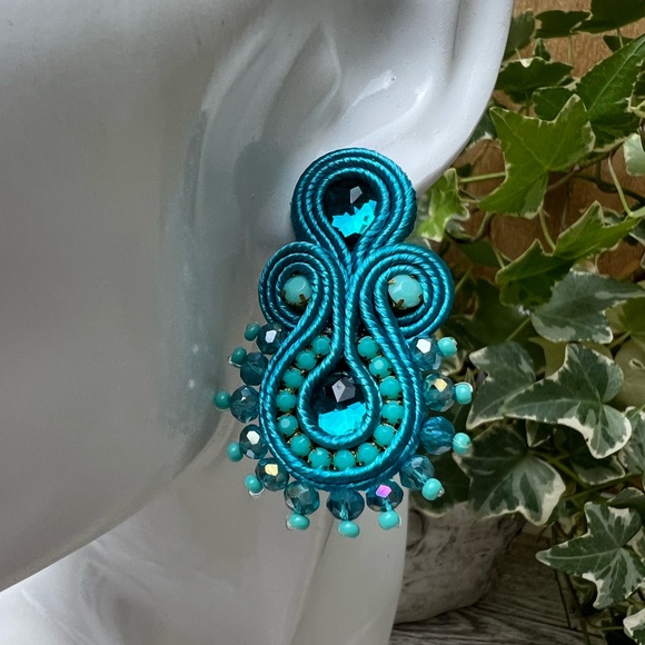 Elegant Art Deco-Inspired Soutache Earrings for Woman - Trendy Dangle Earrings - Picture 1 of 9